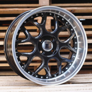 R16x7  3X112  ET  30  57.1  FR762  Black+Polished Lip (BLPL)  For SMART  (R)  (BRABUS Style (AKC 60 Eur)Front+Rear)