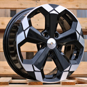 R16x6.5 5X114.3 ET 33 66.1 Y1274 Black Partial Polished (BP) For DACIA (L2+P+P2) (NEw Model)
