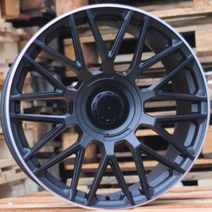 R20x9.5  5X112  ET  35  66.6  FE230  (IN1118/YA006)  Black+Polished Lip (BLPL)  For MER  (P1+P2)  (Satin Black Machined Lip Rear+Front)