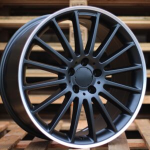R18x8  5X112  ET  45  66.6  A1020  (SSA05)  Black Half Matt+Polished Lip (BLHMPL)  For MER  (Z7)  (Rear+Front)
