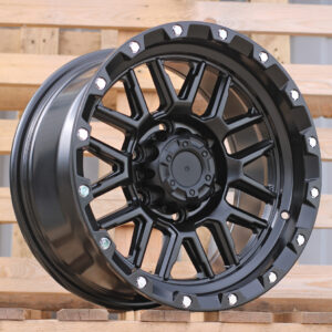 R16x8  6X139.7  ET  0  110.1  JT148  Black Polished (MB)  For 4X4  (K3)  (Silver Rivets)