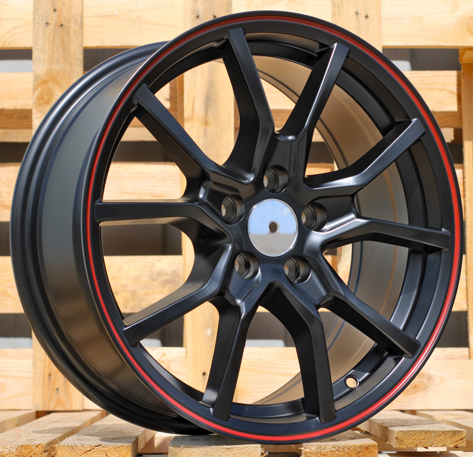 R16x7 5X112 ET 36 66.6 B5253 Black Half Matt+Red Lip (BLHMRL) For RACIN (R+Z7)