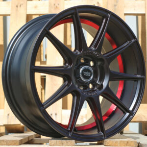 R15x7  4X100  ET  38  60.1  B5705  Black Half Matt+Red Lip (BLHMRL)  For RACIN  (K4)