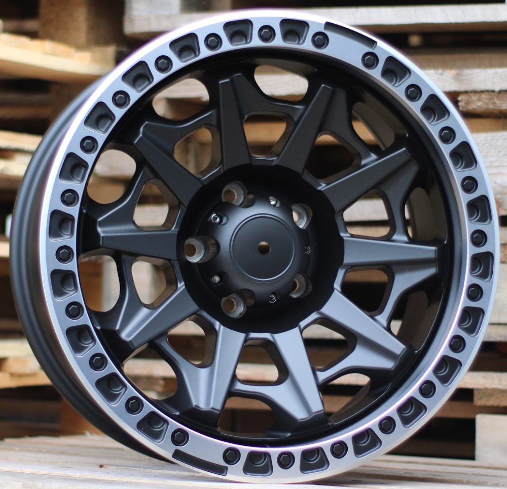 R18x9 5X139.7 ET M12 110.1 L2174 Black Half Matt+Polished Lip (BLHMPL) For 4X4 (K3)