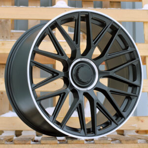R18x8 5X112 ET 43 66.6 B1766 (IN1118) Black Half Matt+Polished Lip (BLHMPL) For MER (P2) (HYBRID FORGED)