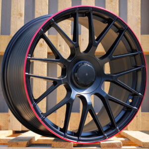 R18x8  5X112  ET  45  66.6  B1268  Black Half Matt+Red Lip (BLHMRL)  For MER  (Z3+Z1)