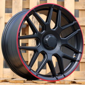 R19x8.5  5X112  ET  38  66.6  B5318  (L9542R)  Black Half Matt+Red Lip (BLHMRL)  For MER  (K3)  (Rear+Front (M2-R/U4B))