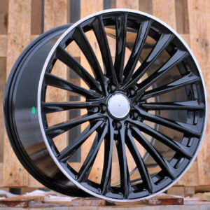 R20x8.5 5X112 ET 34.5 66.6 Y5909B Black+Polished Lip (BLPL) For MER (K4) (Rear+Front)