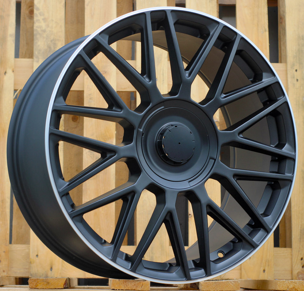 R20x8.5 5X112 ET 38 66.6 FE230 (Y0207) Black Half Matt+Polished Lip (BLHMPL) For MER (P2) (Rear+Front)