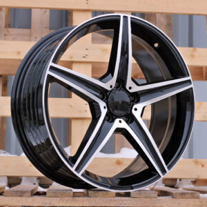 R19x8 5X112 ET 43 66.6 B5052 (FBX163) Black Polished (MB) For MER (P2) (HYBRID FORGED)
