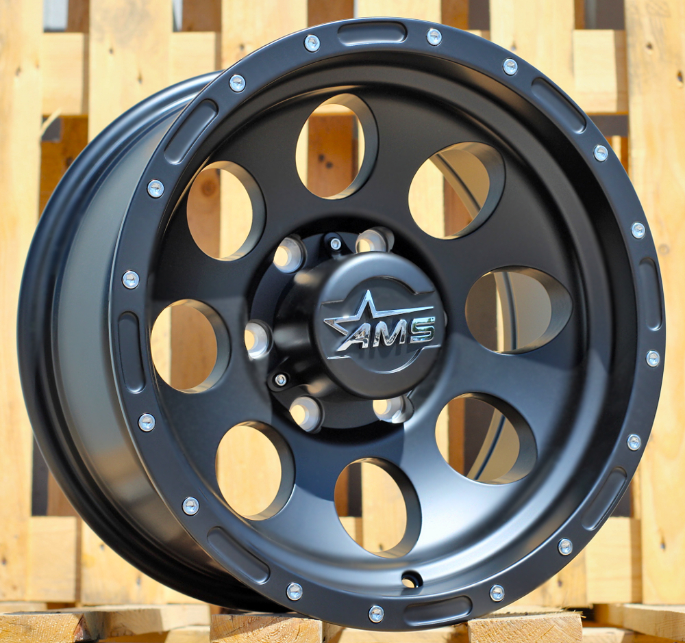 R16x8 6X139.7 ET M20 106.1 LU521 Black Matt (BM) For 4X4 (K3) (Semi Matt Black / LR Rivets)