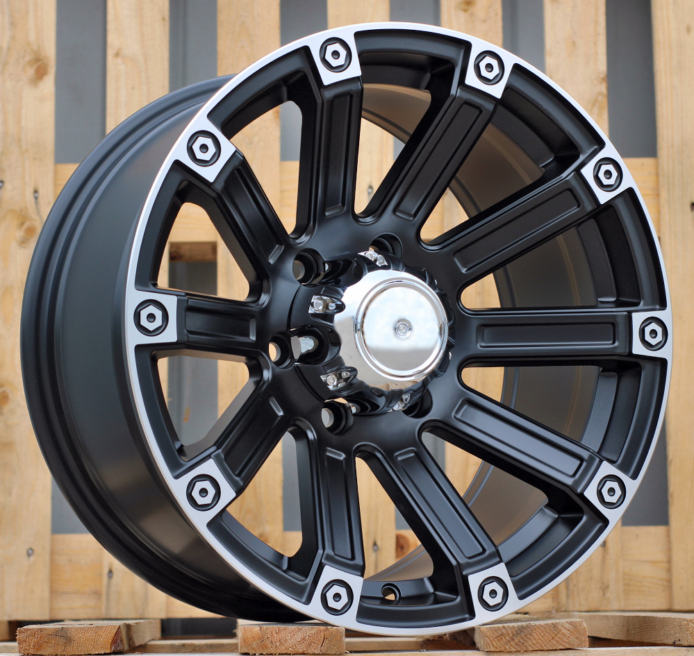 R17x8.5 6X139.7 ET 0 110.1 Y0210 Black Half Matt+Polished Lip (BLHMPL) For 4X4 (R)