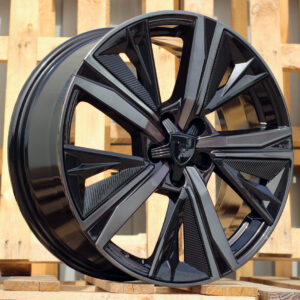 R17x7.5  5X108  ET  44  65.1  Y1187  (LU2402)  Black+Tinted Face (BLTF)  For PEUG  (P1)  (NEW Design Carved Spokes)