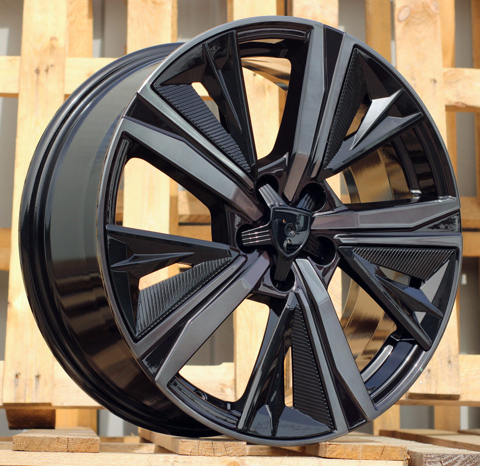 R17x7.5 5X108 ET 44 65.1 Y1187 (LU2402) Black+Tinted Face (BLTF) For PEUG (P1) (NEW Design Carved Spokes)