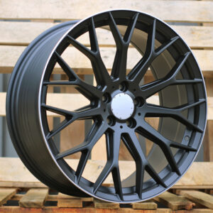 R20x8.5  5X112  ET  40  66.6  YS1180  (FLB002)  Black Half Matt+Polished Lip (BLHMPL)  For MER  (K3)  (HYBRID FORGED Front+Rear)