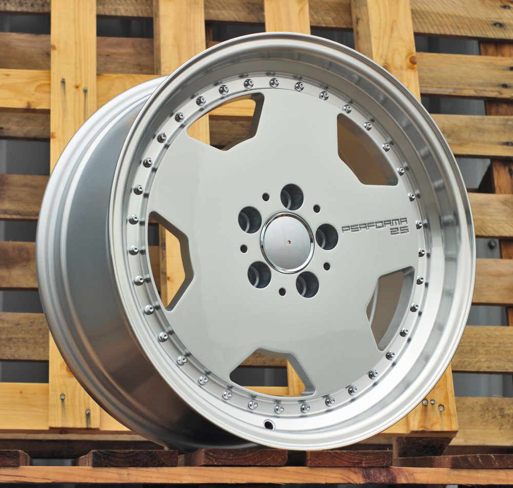 R18x8 5X112 ET 35 66.6 B5852 Silver+Polished Lip (SP) For MER (P) (HYBRID FORGED MONOBLOCK Style)