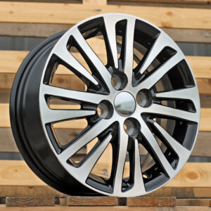R14x5.5  4X100  ET  45  54.1  F1438  (LU1437)  Black Polished (MB)  For TOYOT  (R+Z5+P1)
