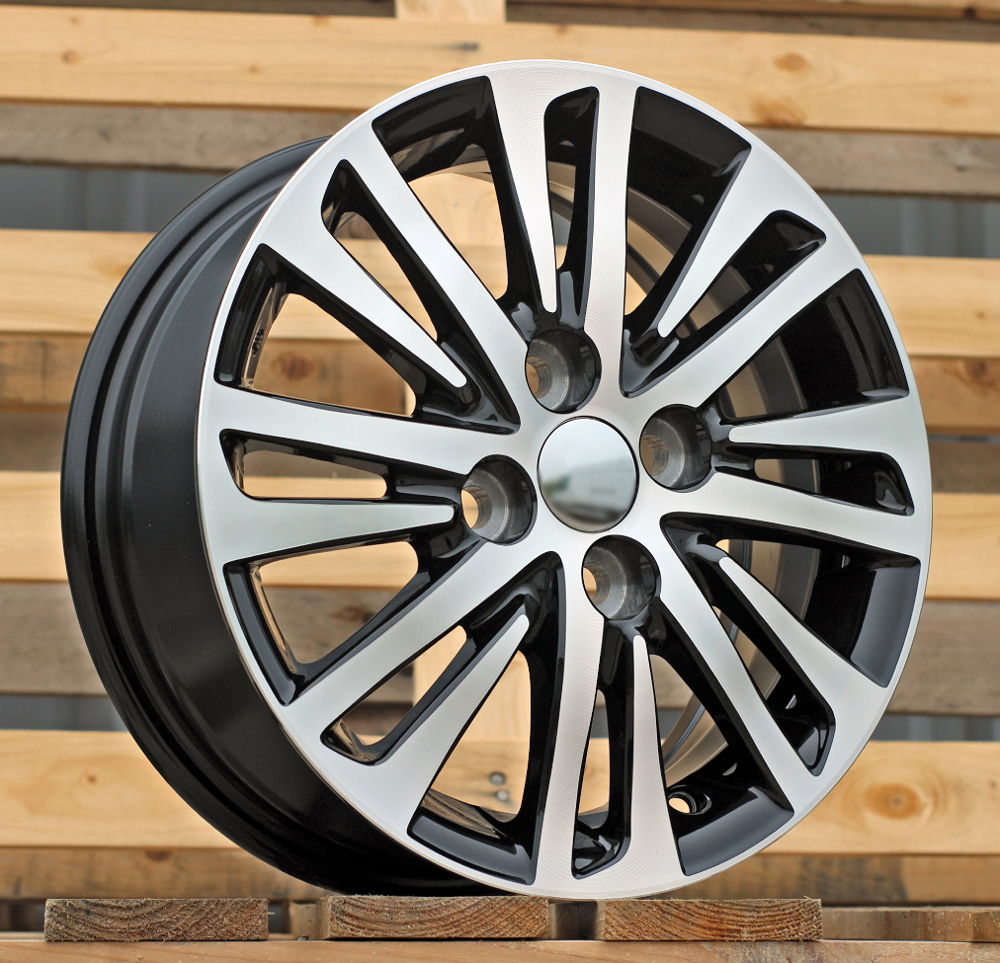 R14x5.5 4X100 ET 45 54.1 F1438 (LU1437) Black Polished (MB) For TOYOT (R+Z5+P1)