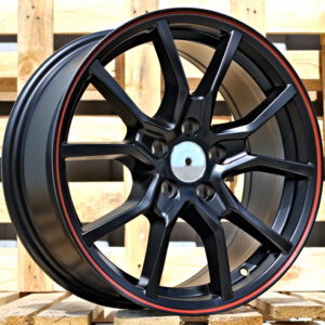 R17x7  5X100  ET  38  67.1  B5253  Black Half Matt+Red Lip (BLHMRL)  Fits for RACIN  (L4)